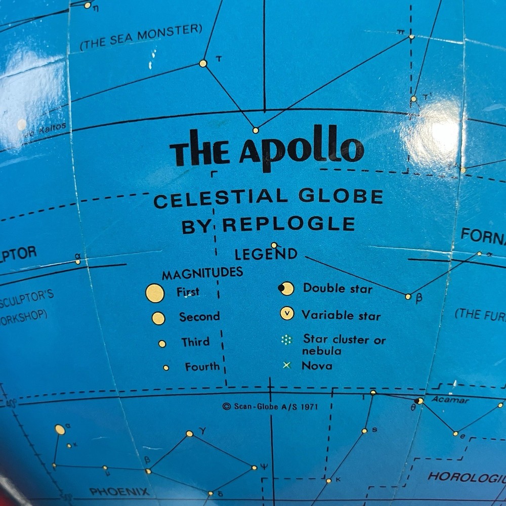 Vintage 12" Apollo Celestial Globe Replogle 1971 / Star Constellation / Flaw