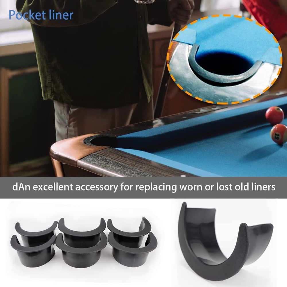 6 Pcs Billiard Table Liners, Long-Lasting Plastic Pool Table Pocket Liners, B...