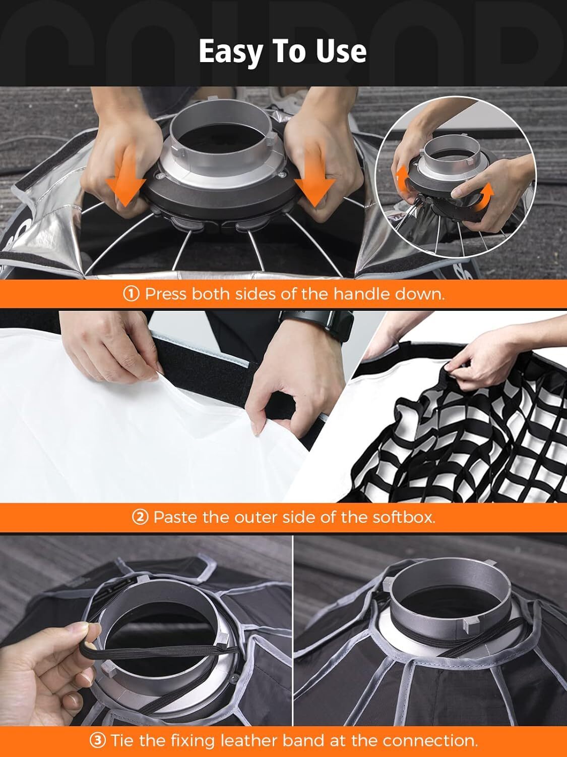 Parabolic Softbox COLBOR 90cm Quick Set up Quick Release for CL220/CL330 Series