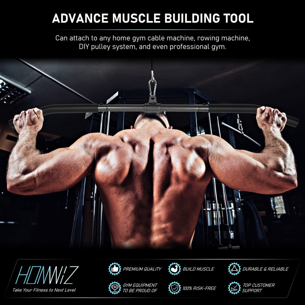 48" LAT Pull Down Bar Cable Machine Bar Attachment Triceps Biceps Pushdown Bar