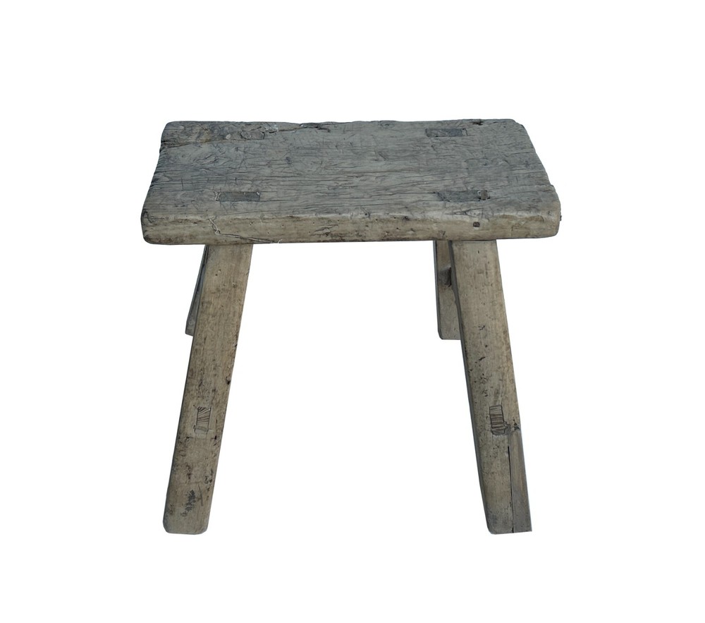 Rustic Raw Rough Wood Grain Rectangle Slim Stool Bench Side Table JK330
