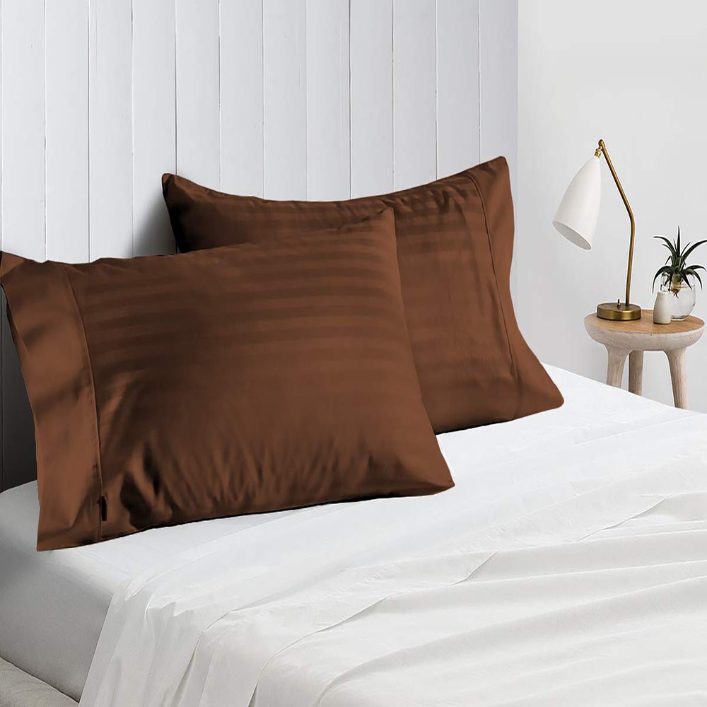 Soft Bedding 1000 - 1200 Thread Count 100% Cotton Chocolate Stripe Select Item