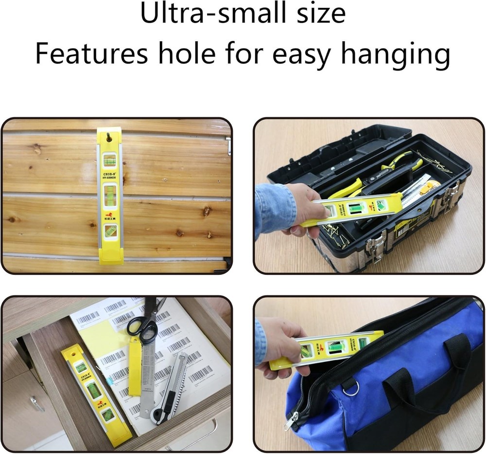 Magnetic Aluminum Torpedo Level - Compact 9-Inch Design with Dual Functionality