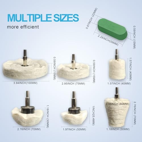 Neeki 6 Drill Buffing Wheels and 3 Polishing Compounds, Multi-Specification 9