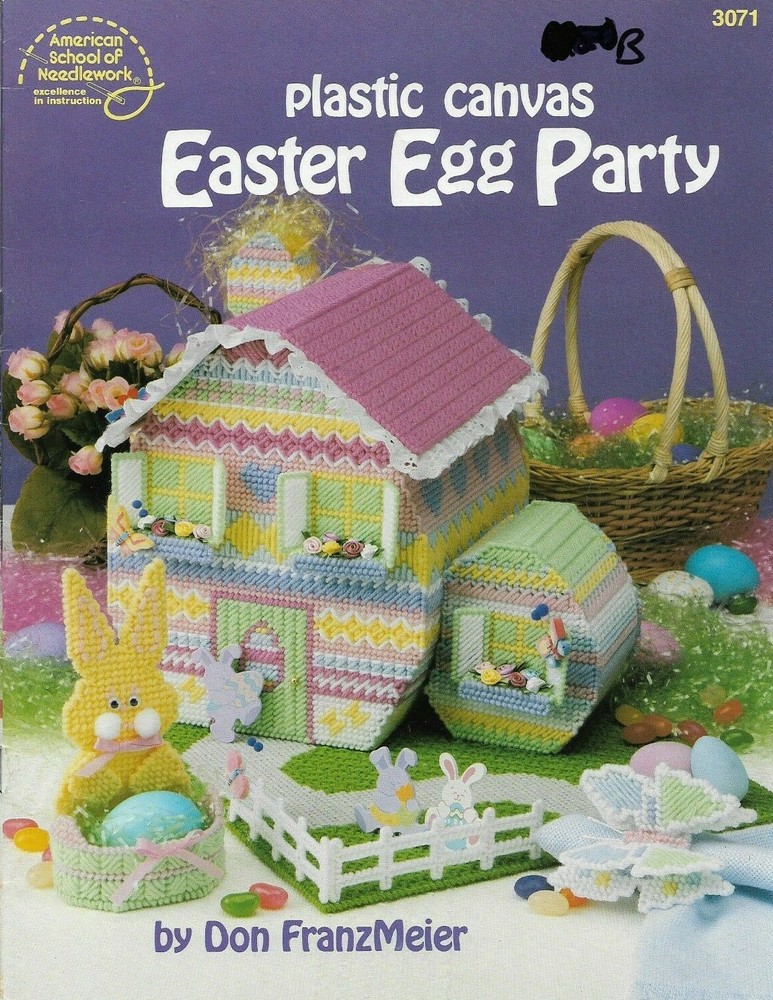 EASTER EGG PARTY EGG COTTAGE BUNNIES PLASTIC CANVAS PATTERN BOOK