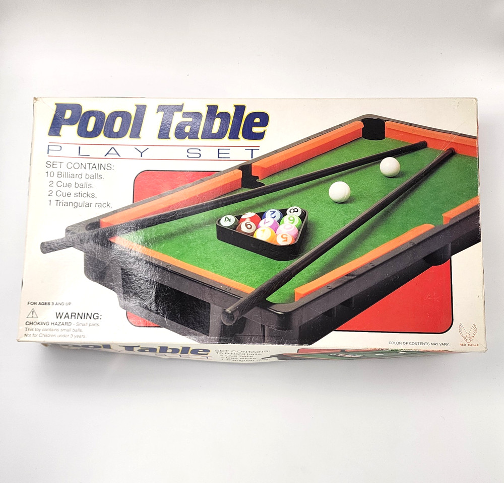 Vintage Kids Mini tabletop Pool table (One broken stick)