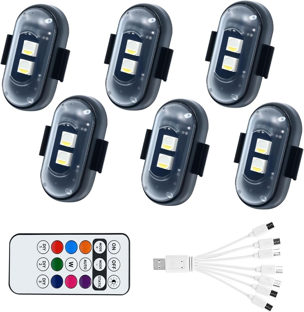 6PCS Wireless LED Lights for Car with Remote Control, High Brightness Wireles...