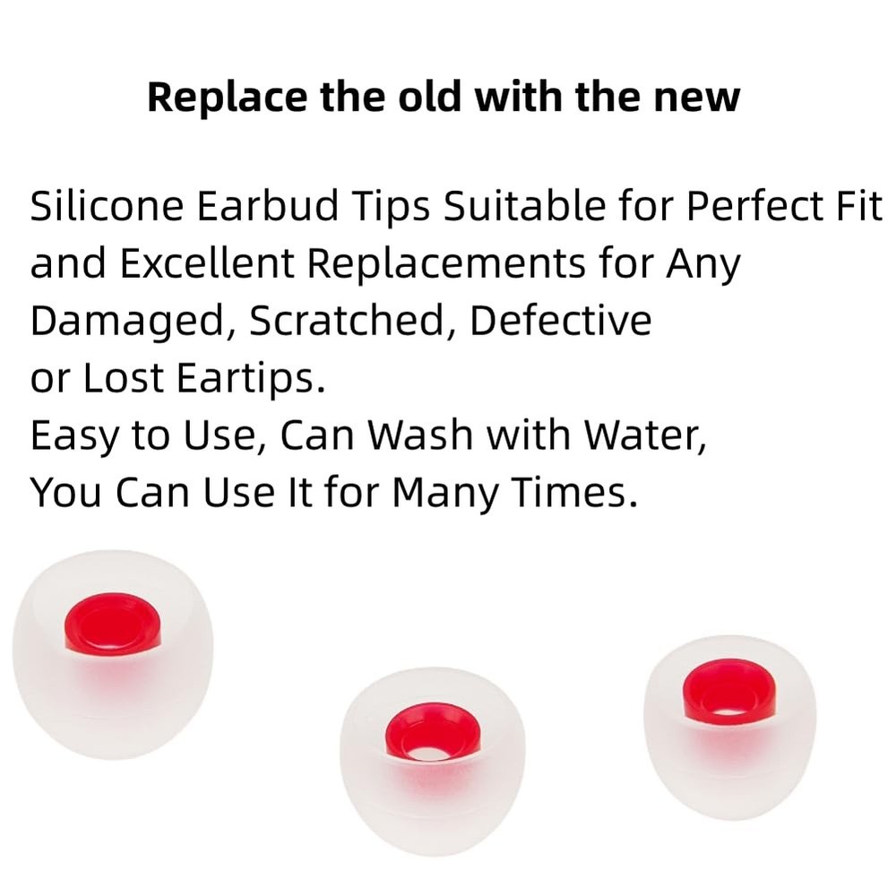 SNHTLS Earbud Replacement Tips Eartips Fit Most In-Ear Translucent red