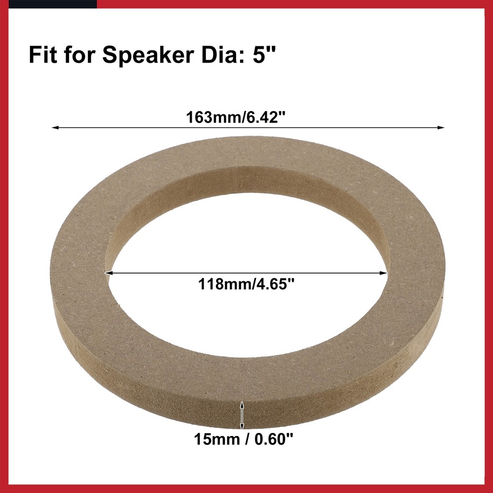 Universal 5 Inch Speaker Subwoofer Mounting Spacer Rings Solid Wood