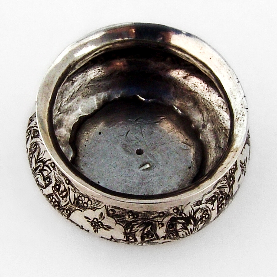 Antique Persian Silver Open Salt Engraved Designs