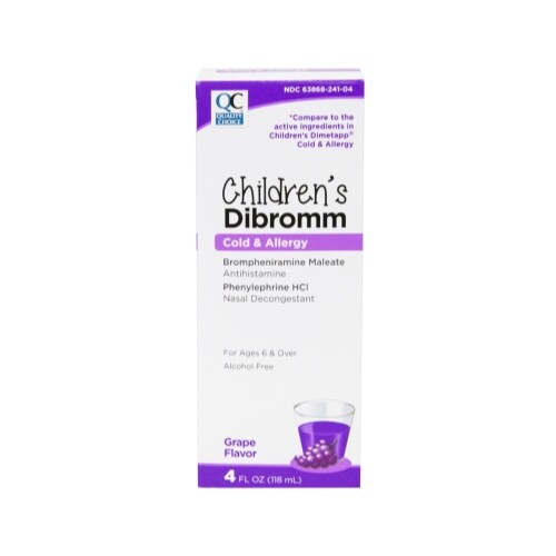 2 Pack Quality Choice Childrens Dibromm Cold & Allergy Liquid Grape 4Oz Each