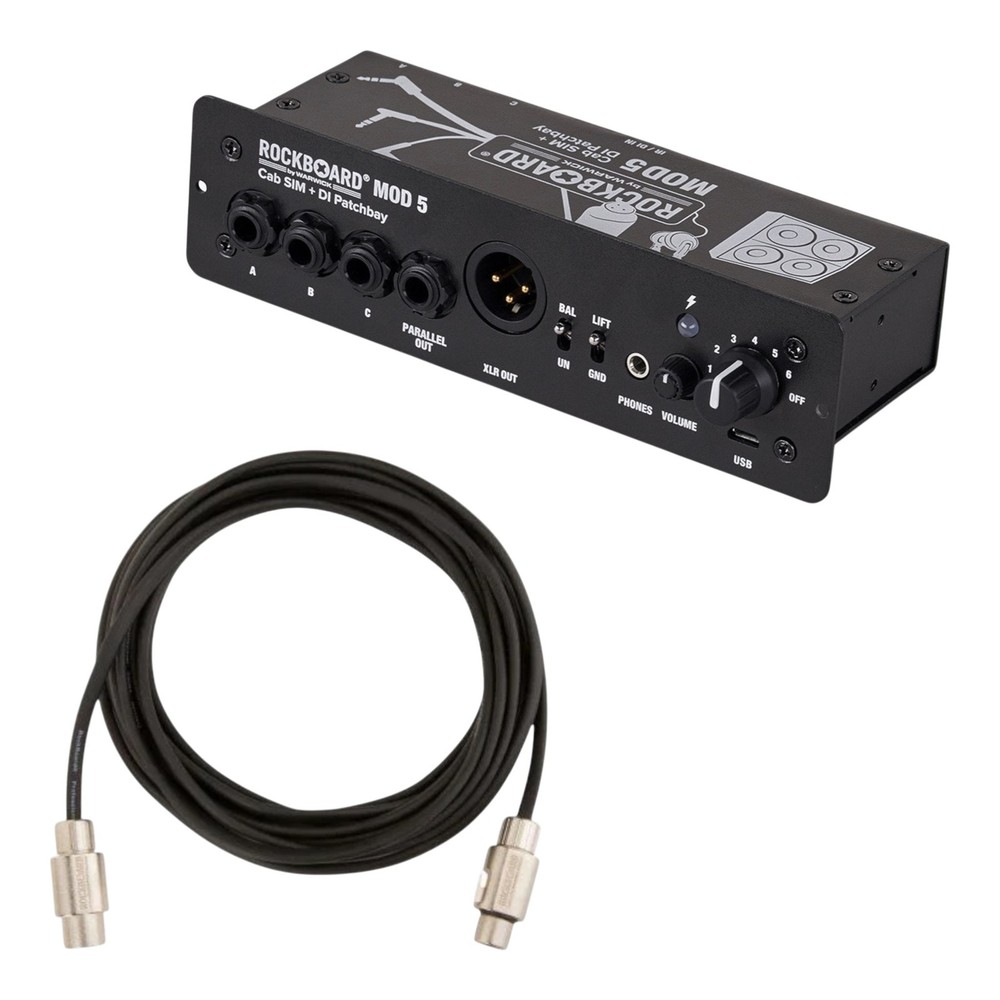 Rockboard Cab Sim to FOH Kit - MOD5 Cab Sim DI Patchbay + Flat XLR Cable 20ft