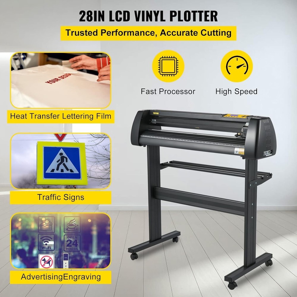 28-Inch Vinyl Cutter Plotter with LCD Display & Adjustable Speed - Signmaker'...