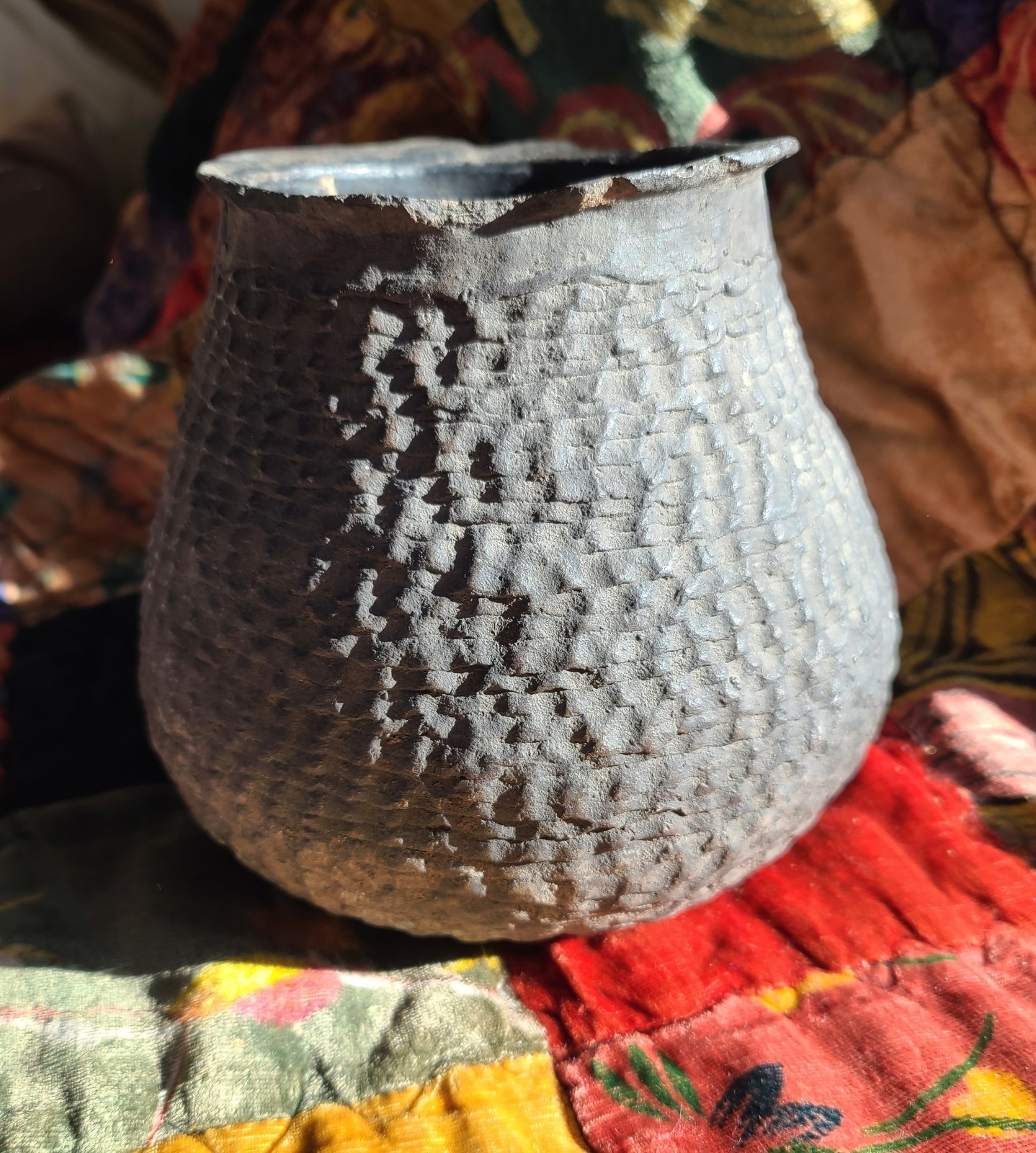 Ancient Anasazi Corrugated Olla Pot Jar Vessel 7" Tall Native American Artifact