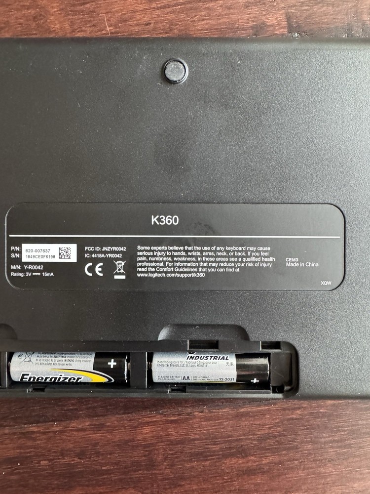 Logitech K360 Wireless Keyboard With Wireless Logitech M185 Mouse