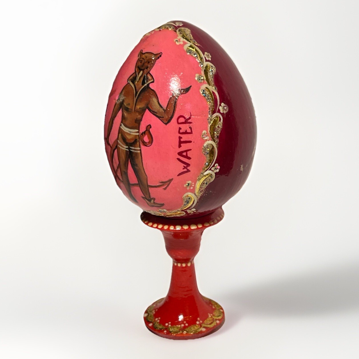 Folk Art Handpainted Wooden Pluto Water Egg French Lick,Indiana