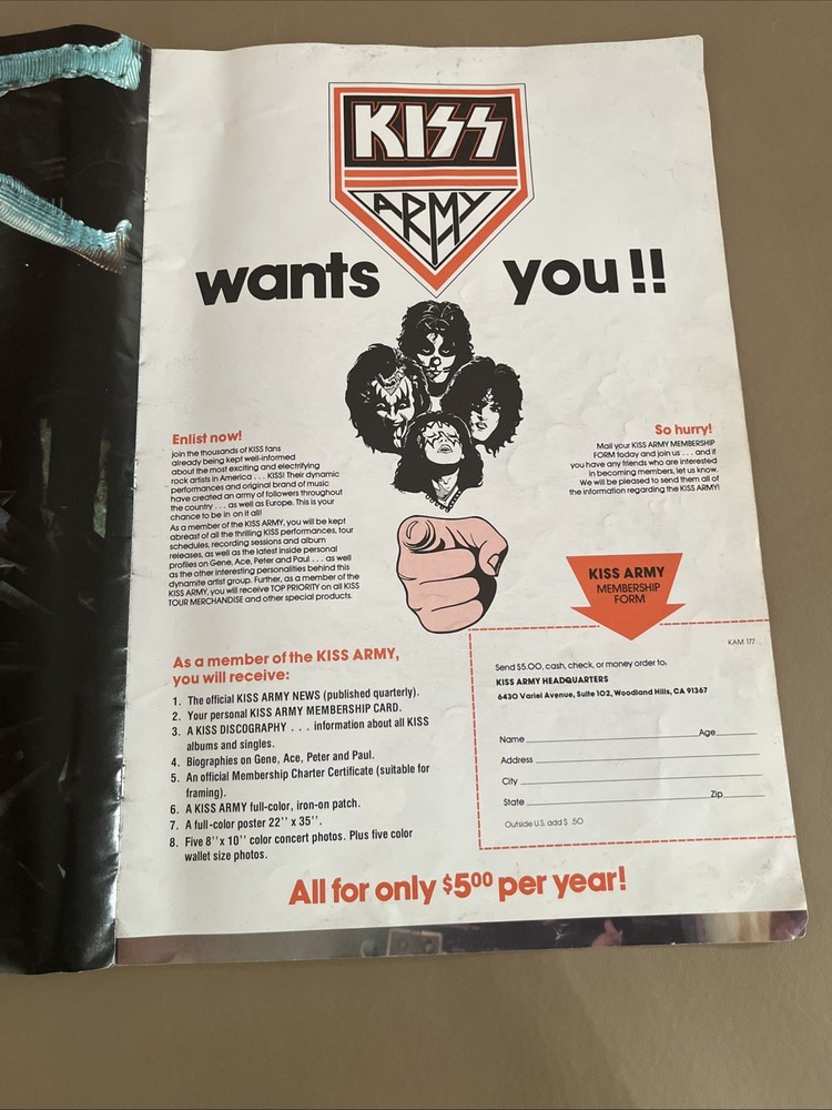 Kiss Concert Program 1977