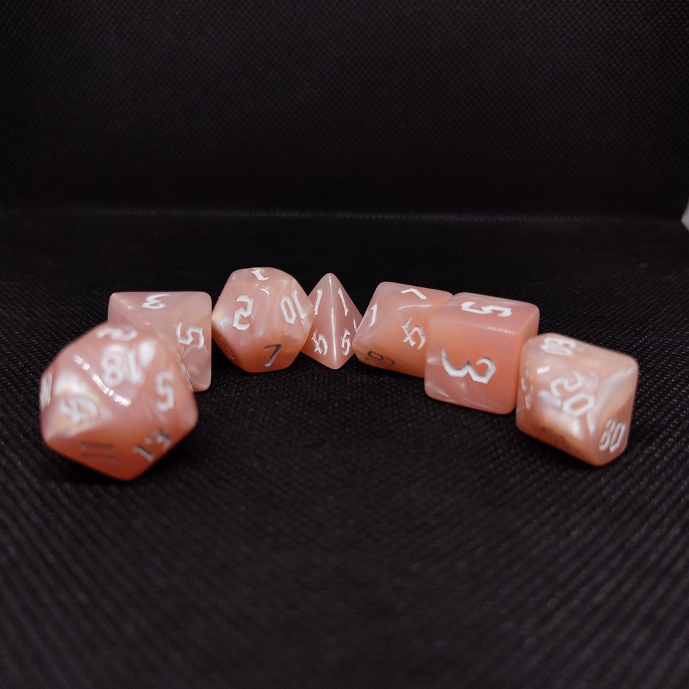 Sweet Roll! Bright Pink Swirl D&D Dice Set - 7pc Polyhedral RPG Dice