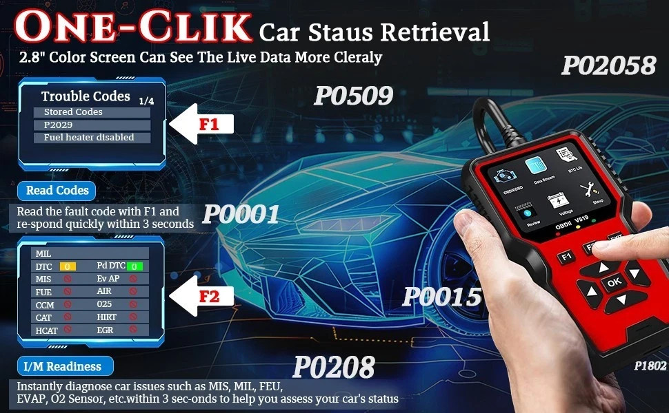 Professional OBD2 V519 Scanner - 2026 Upgraded OBDII + CAN Code Reader