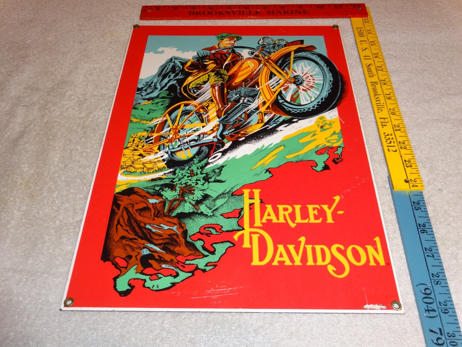 VINTAGE HARLEY DAVIDSON 1929 DL VL MOTORCYCLE 16" X 11" PORCELAIN METAL SIGN