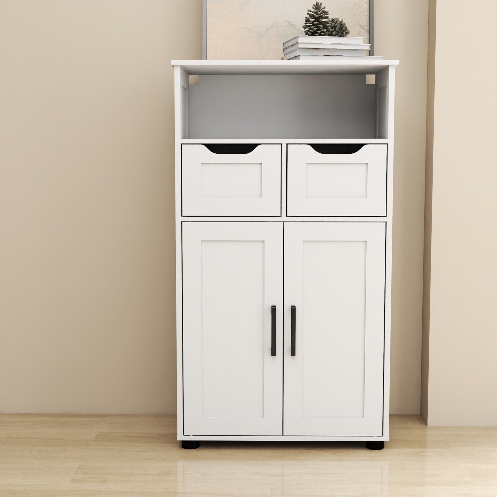 Multi-Purpose Storage Cabinet Double Doors Features Adjustable Shelves