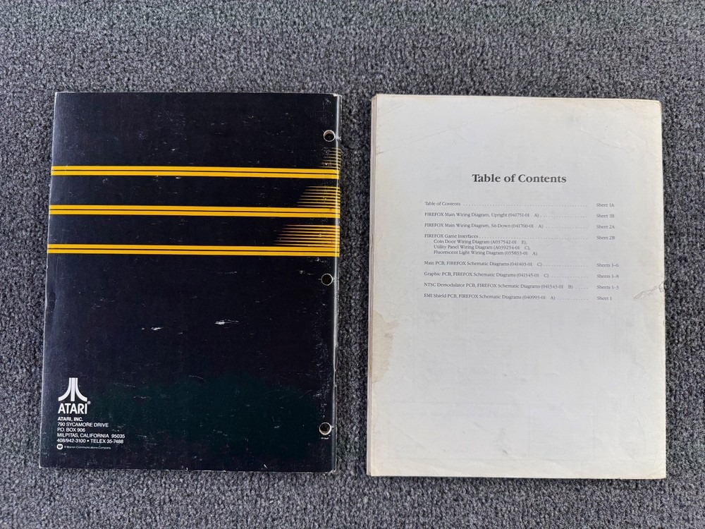 Atari Firefox Arcade Video Game Manual & FULL Schematics Parts ORIGINAL