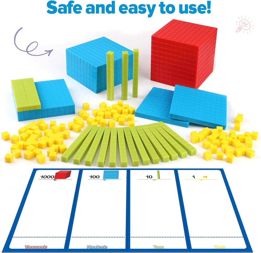Torlam 131 PCS Base Ten Blocks for Math - Place Value Blocks, Plastic Base 10 Ma