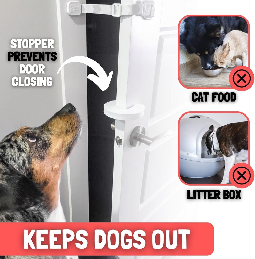 Effortless Cat Door Solution: Dog Proof Latch & Stopper - Quick Install (Gray)