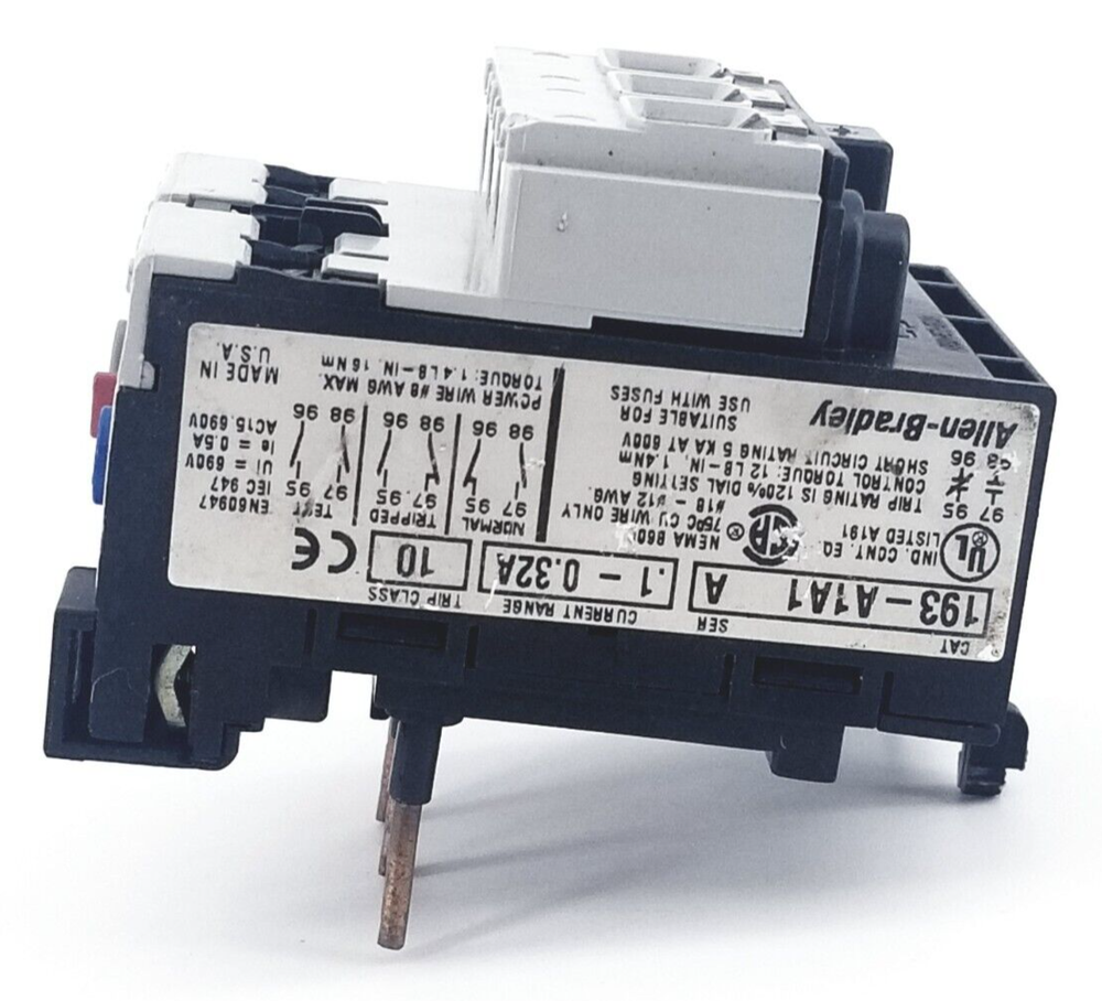 Allen Bradley 193-A1A1 /A Overload Relay, Current Range: .1-.32A, Trip Class: 10