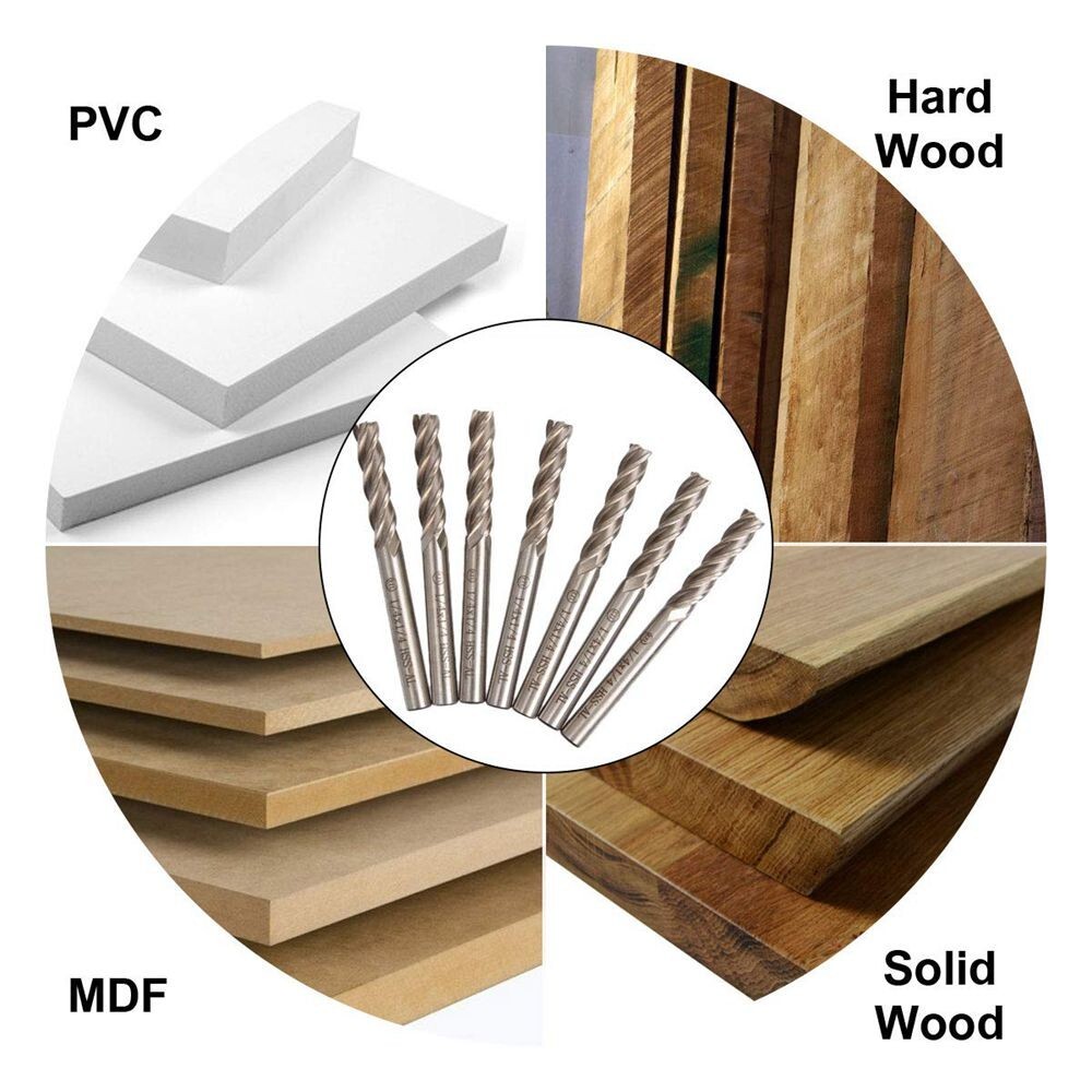 8x 1/4" End Mill Bits 4 Flute Straight Milling Cutter HSS CNC Square Nose C478