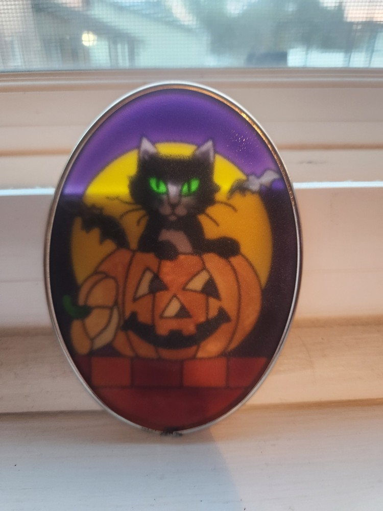 Halloween Black Cat Pumpkin Sun catcher Small Size