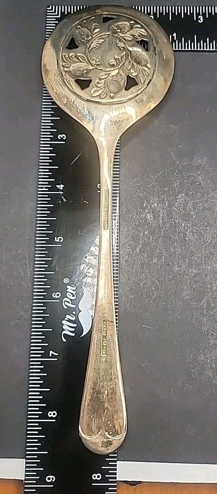 Vintage Sheffield England Silver Plated Pierced Serving Spoon