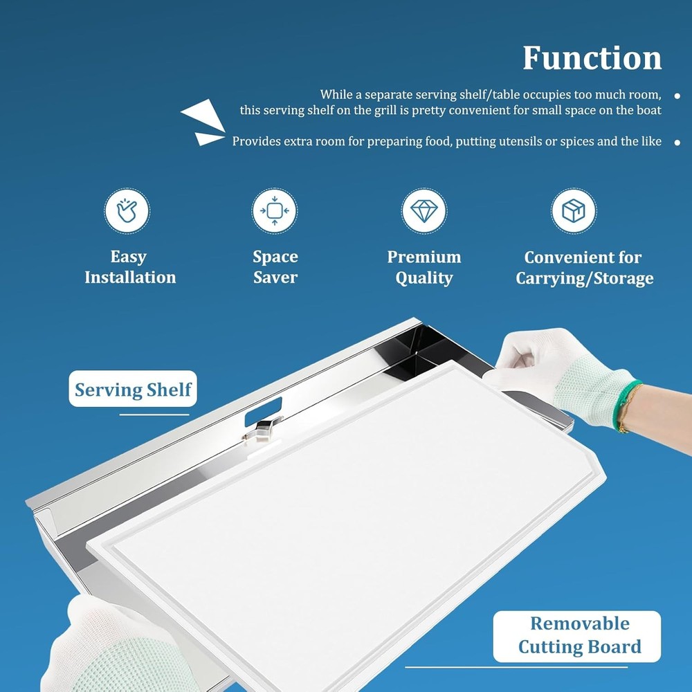 A10-902 Rectangular Grill Serving Shelf with Removable Cutting Board for 9"x18"