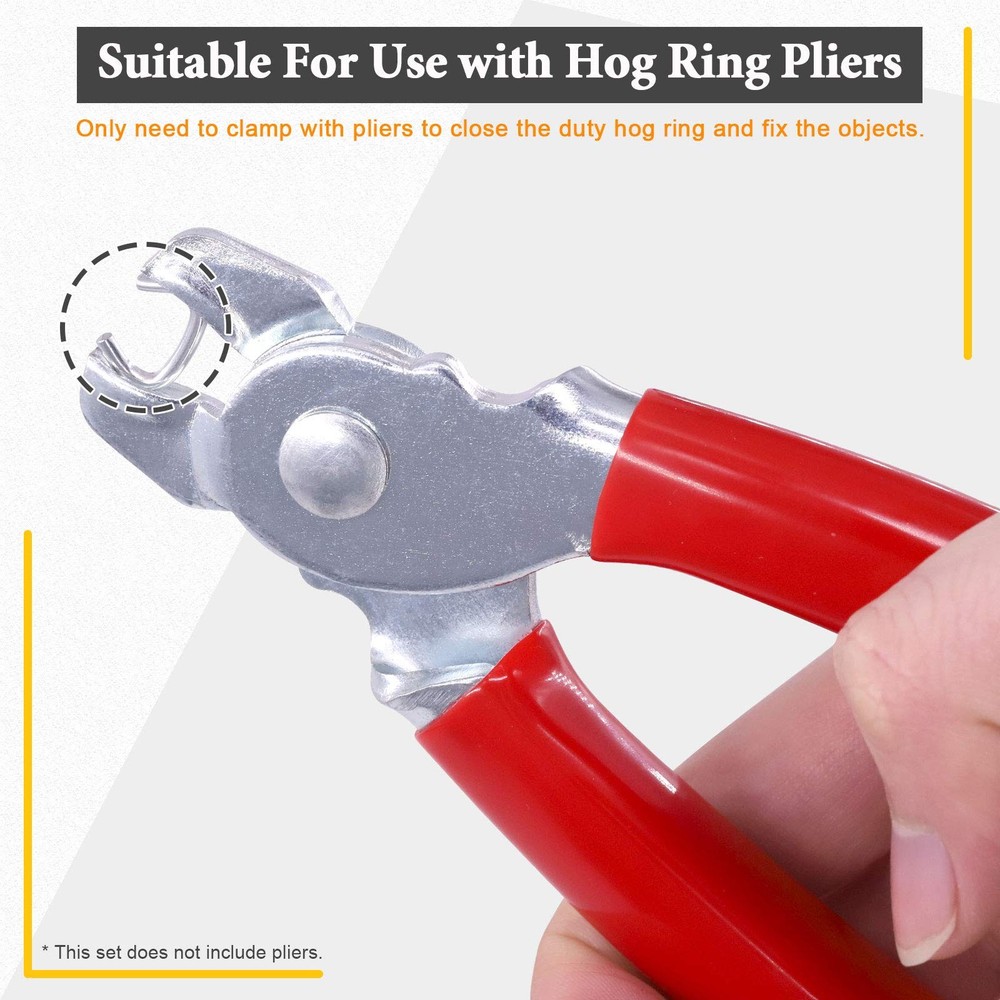 Rustark 1500 Pcs Galvanized Hog Rings Size Assorted Set with One Size, Silver