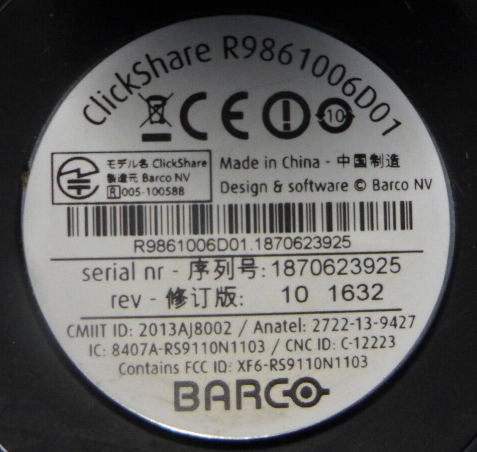 GENUINE Barco ClickShare USB Type A Button R9861006D01