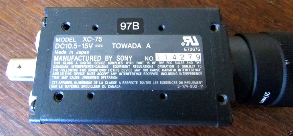 Sony CCD Microscope Video Camera Module Model XC-75 Towada 10.5-15VDC