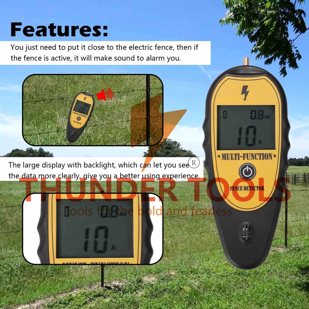 Thunder Tools 200-15000V Ranch Fence Digital Display Voltege Current