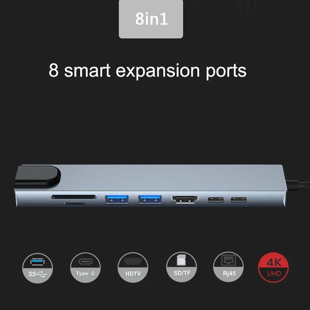 USB C Hub Multiport HDMI 4K Ethernet PD 100W USB 3.0 Adapter