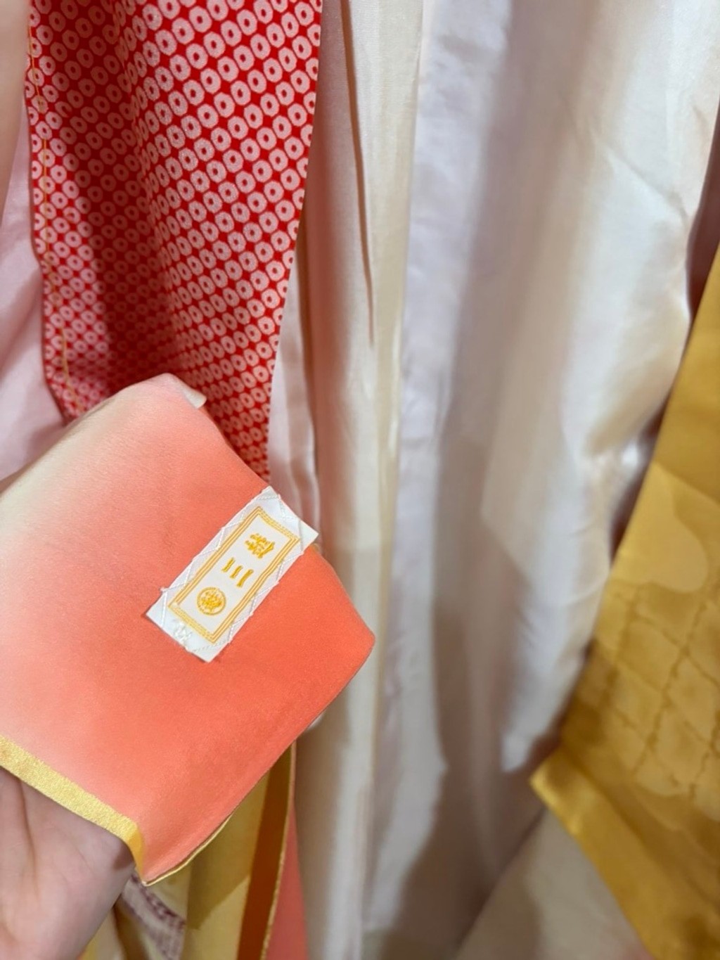 Vintage Mitsukoshi Silk Kimono Yellow Floral Gold Handpainted Long Robe Japan