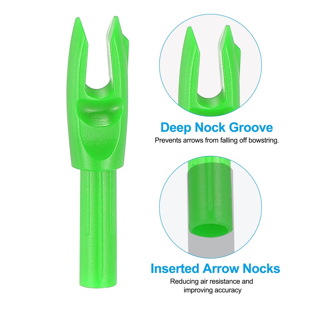 50Pcs Archery Arrows Nocks 4.2mm Insert Arrow Nock Replacement Green