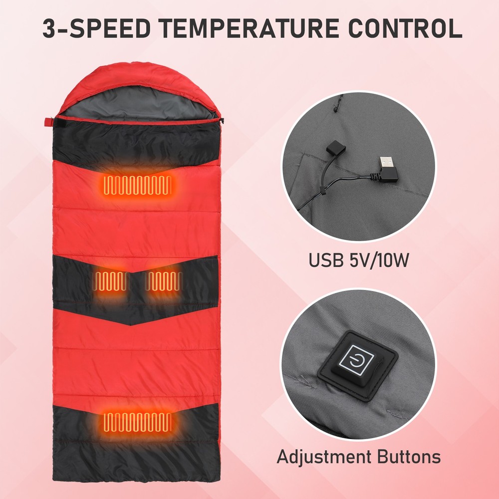 Rectangular Heated Sleeping Bag,Waterproof Compact Envelope Sleeping Bag