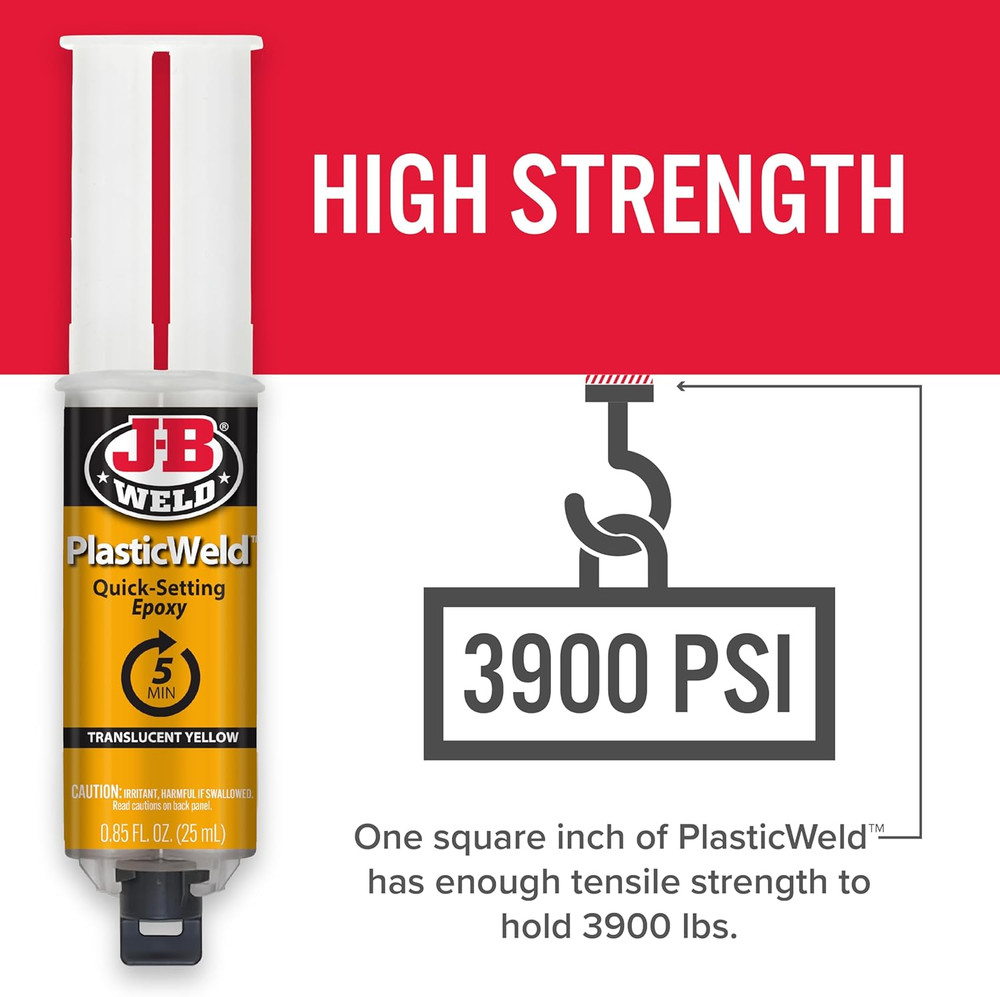 J-B Weld 50132 Plasticweld Quick-Setting Epoxy Syringe - Translucent Yellow - 25
