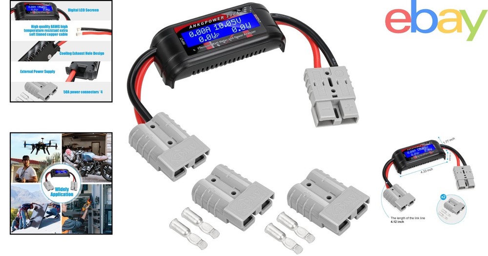 200A Power Analyzer with Digital LCD Screen for Voltage and Current Measurements