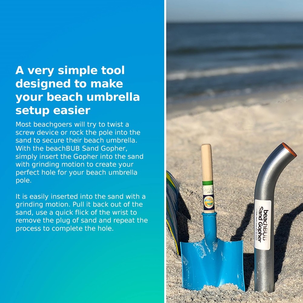 BEACHBUB Sand Gopher - Aluminum Digger Tool - Make Firm Compact 15 inch