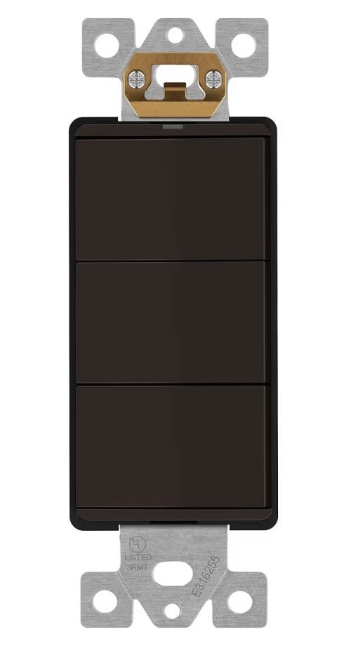 LIDER Minimalist Design Matte Finish Lighted Triple Switch-Brown