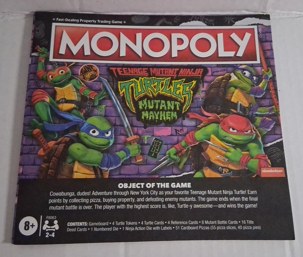 2023 Ninja Turtles Mutant Mayhem Monopoly - Replacement Instructions