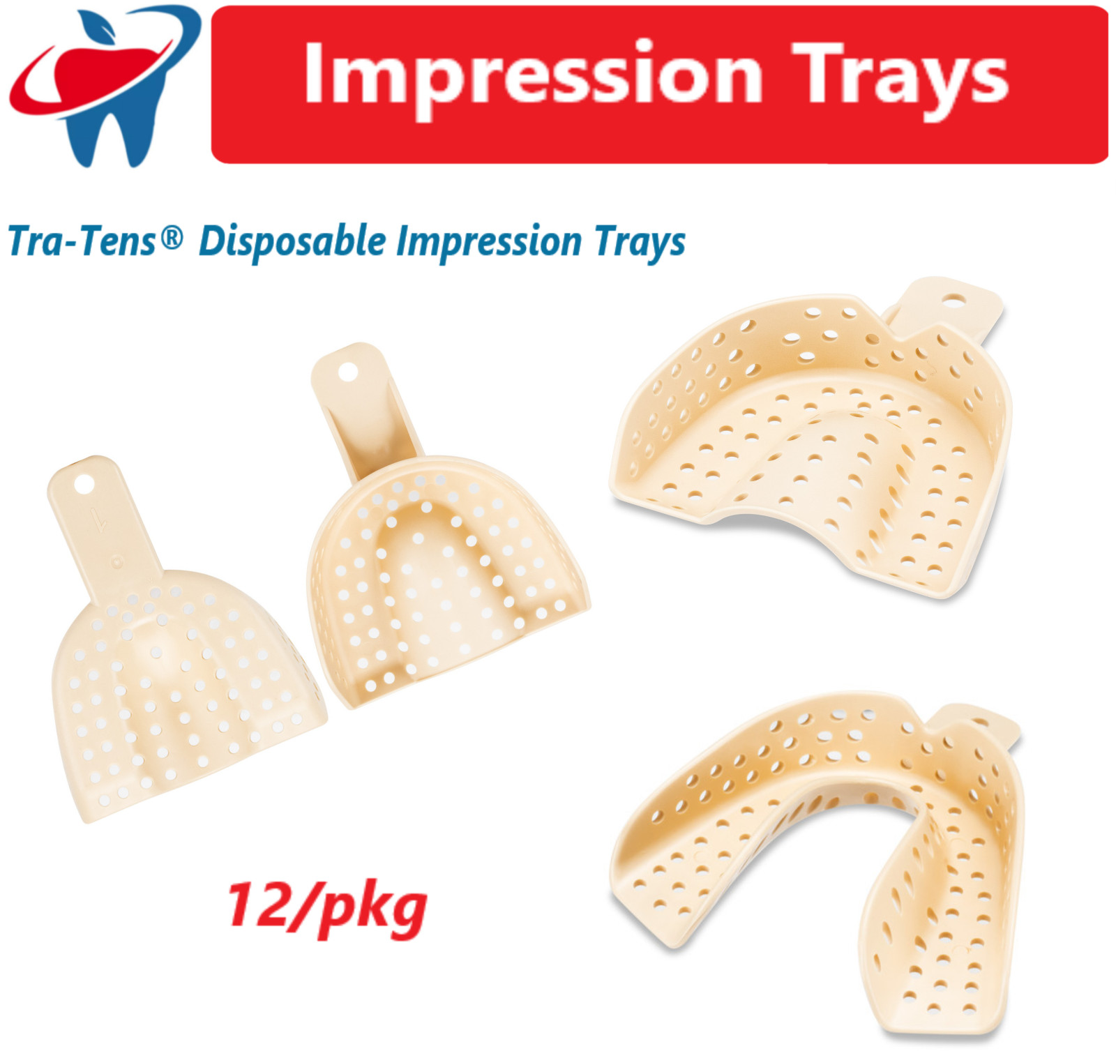 Tra-Tens® Disposable Impression Trays – Perforated, 12/Pkg - Water Pik