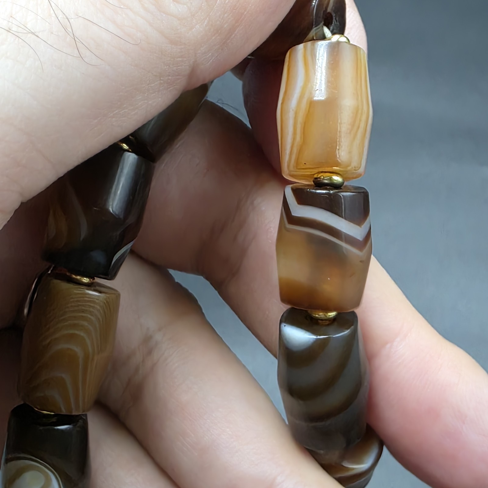 Antique Old Dzi Agate Tibetan Agate Beads Bracelet