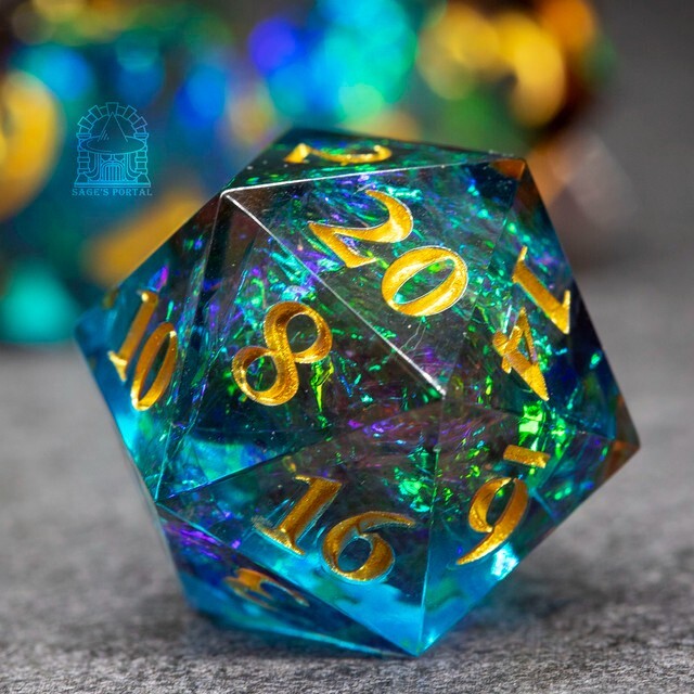 Sage's Crystals - Manaflow Sharp Edge Resin Polyhedral Dice Set DnD RPG