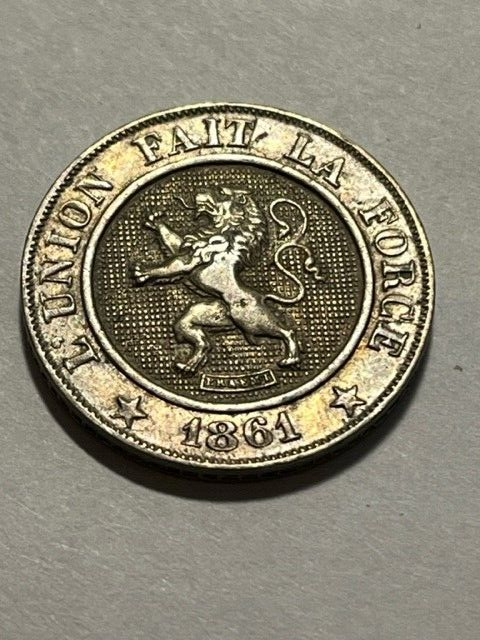 1861 Belgium 10 Centimes VF #11399